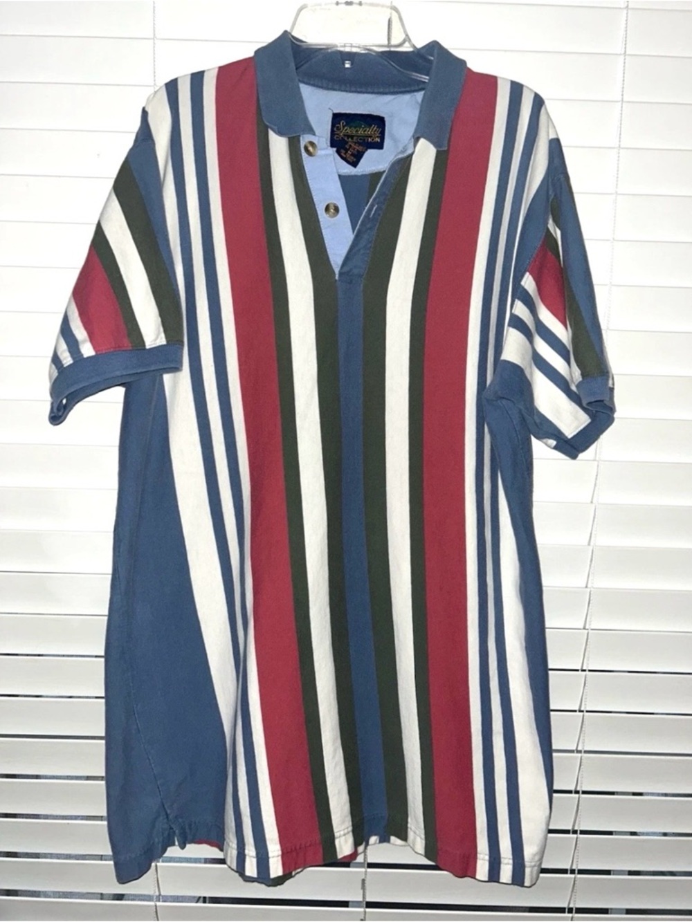 Vintage ‘90s Men’s Specialty Collection Color Block Vertical Stripe Preppy Polo